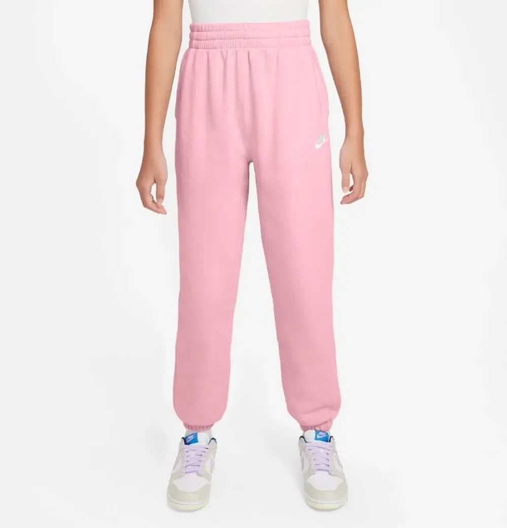 NIKE Sportswear Club Fleece Sweatpants Relaxed Fit Elastic Waist Pink Girls Sz S